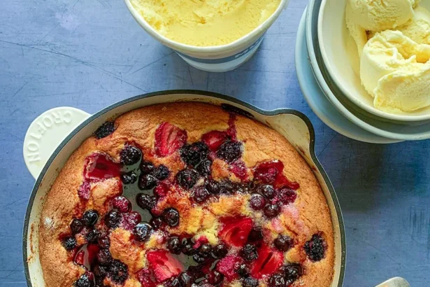 torta ai frutti di bosco in padella